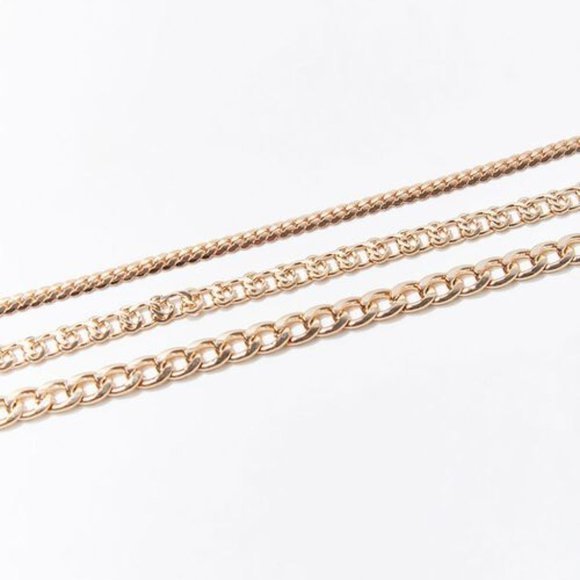 Gold Curb Chain Bracelet Set of 3 - Picture 3 of 3
